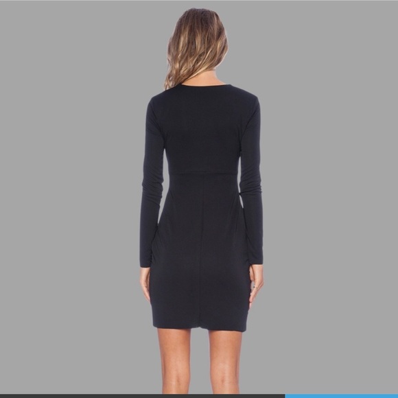 Bailey 44 Long Sleeve Black Libido Dress, Front V Shaped Mesh Panel, Ruching, M - Picture 4 of 10